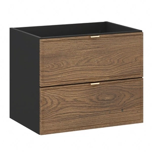 Szafka pod umywalkę Talia 60 cm czarny / dąb casella elegancka szafka z gustowną frezowaną ramką na frontach szuflad