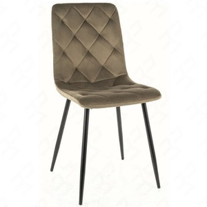 Krzesło tapicerowane Jerry oliwkowe nowoczesne oraz funkcjonalne krzesło do jadalni z metalowymi nogami