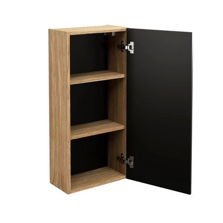 Szafka łazienkowa wisząca Luxor 35 cm dąb olejowany / czarny designerska szafka do łazienki z oryginalnym trójwymiarowym ryflowaniem