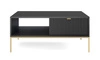 Stolik kawowy Lovro czarny z szufladami nowoczesny design blat odporny na rozlane ciecze złote metalowe nogi