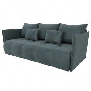 Kanapa rozkładana Selva ciemny szary funkcjonalna sofa do salonu z pojemnikiem na pościel wykonana z tkaniny o pluszowej powierzchni