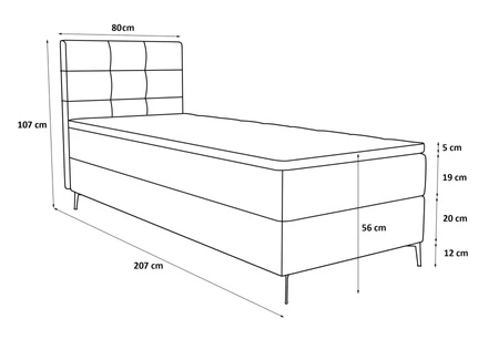 Łóżko kontynentalne Irvine 80x200 zielone stylowe łóżko z pojemnikiem na pościel i wysokim wezgłowiem zachwyca eleganckim designem