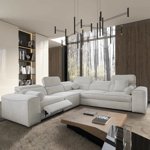 Narożnik z funkcją spania Viano III Lux szary popiel lewostronny nowoczesny narożnik z wysuwanym podnóżkiem pojemnik na pościel