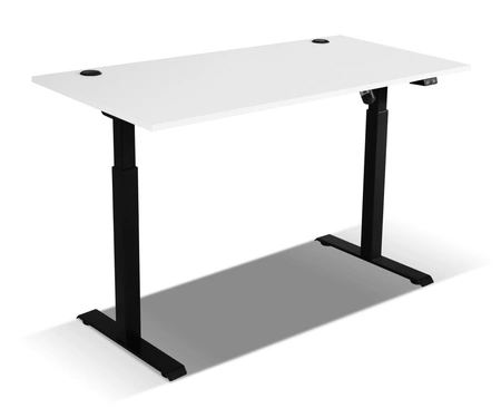 Biurko z regulacją wysokości Makana jasny szary uniwersalny i funkcjonalny mebel z blatem 28 mm do biura gabinetu lub pokoju młodzieżowego