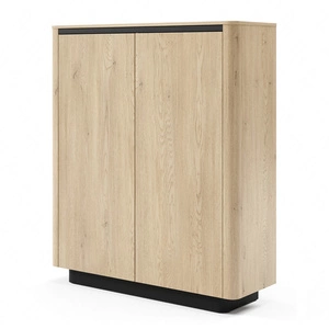 Komoda wysoka Torro 113 cm dąb cremona / czarny elegancki design zaokrąglone krawędzie bezuchwytowe fronty z systemem push to open