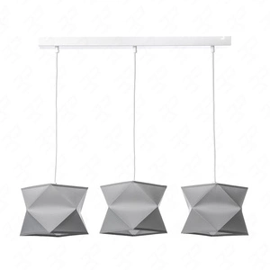 Lampa wisząca potrójna Quasar designerska lampa sufitowa do salonu z szarymi abażurami i białą metalową podstawą