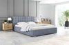 Łóżko tapicerowane Umiky 160x200 niebieskie stylowe łóżko z pojemnikiem na pościel wygodny zagłówek zachwyca eleganckim designem