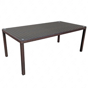 Stół ogrodowy Sottile 100x200 cm brązowy nowoczesny design duży stół technorattanowy idealny na przestronny taras szklany blat