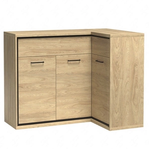 Komoda narożna Mediolan 127,5x85 cm hikora elegancka komoda wzbogacona o stylowe czarne dodatki szuflady z systemem push to open