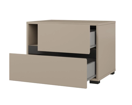 Szafka nocna Cross ciemny beżowy szafka z szufladami do sypialni nowoczesny design prosta forma pojemne szuflady