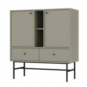 Komoda z szufladami Kioto III 100 cm eukaliptus nowoczesny design metalowy stelaż w kolorze czarnym komoda o oryginalnej stylistyce