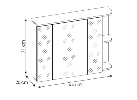 Szafka łazienkowa wisząca z lustrem Platinum 94 cm biały / dąb craft złoty elegancka i nowoczesna szafka o stylowej konstrukcji