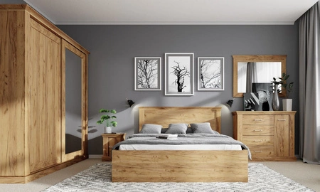 Łóżko Antica 160x200 cm dąb craft złoty idealne łóżko do stylowej sypialni z wysokim zagłówkiem