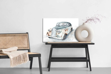 Obraz na płótnie akwarelowy samochód 100x70 cm ponadczasowa ozdoba wnętrza obraz w wyrazistej kolorystyce wysoka jakość wykonania