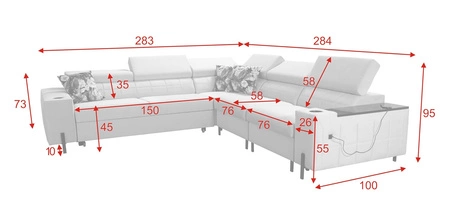 Narożnik z funkcją spania Belvi IV ciemny beżowy prawostronny elegancki narożnik rozkładany do salonu praktyczny schowek w boczku