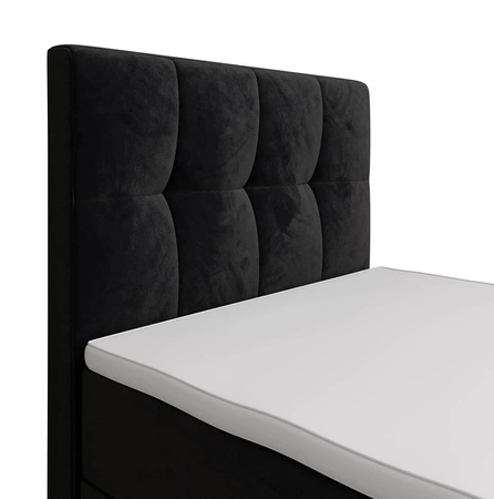 Łóżko kontynentalne Manhattan 100x200 grafitowe w nowoczesnym skandynawskim stylu z tapicerowanym zagłówkiem i zanóżkiem łóżko z pojemnikiem