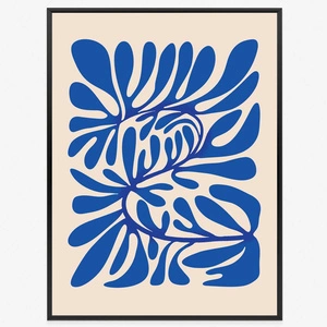 Plakat niebieski wzór 70x100 plakat w ramie precyzyjny wydruk ze stylową grafiką doskonała dekoracja do salonu lub sypialni