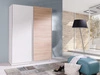 Szafa przesuwna Batumi 3 150 cm biała / dąb sonoma jasny nowoczesna szafa wyposażona w aluminiowe prowadnice drzwi