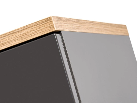 Szafka łazienkowa wisząca Bali 35 cm szary połysk / dąb wotan szafka do łazienki z półką odporna na uszkodzenia i działanie wilgoci