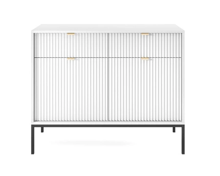 Komoda z szufladami Lovro 104 cm biała nowoczesny design zachwyci miłośników wyrazistych wnętrz