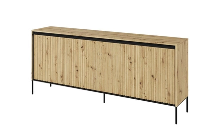 Komoda Trend 193 cm dąb artisan wyjątkowy design pojemna komoda do salonu z oświetleniem LED charakterystyczne ryflowane fronty