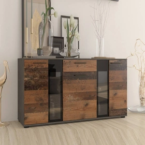 Komoda z szufladą Senja 140 cm matera / old style nowoczesny design mebla obrzeża komody wykończone specjalną okleiną ABS