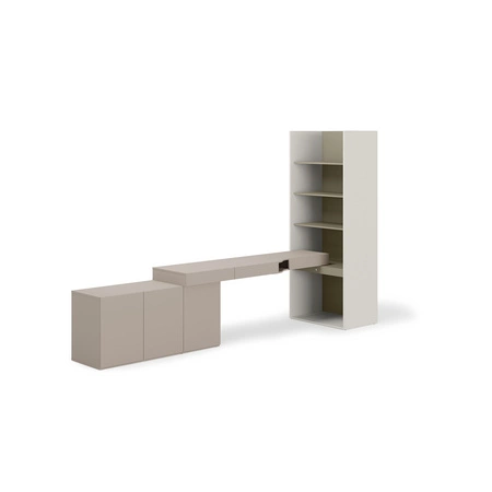 Zestaw mebli Woow clay grey / szampański / eukaliptus lewy stylowy zestaw mebli młodzieżowych o nowoczesnym i praktycznym designie