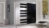 Szafa przesuwna Twister 225 cm z grafiką fortepian biała / czarny połysk nowoczesny design wykończenie ABS oraz aluminiowe prowadnice drzwi