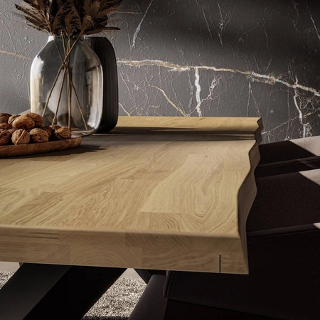 Stół Malmos 100x180 cm dąb olejowany / czarny elegancki stół do jadalni drewniany blat z subtelnie profilowanymi krawędziami