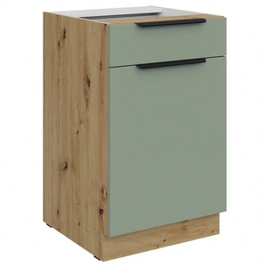 Szafka kuchenna stojąca z szufladą i półką Treviso Ar 50 D 1F 1S BB fronty szafki kuchennej wykończone w technologii anti fingerprint