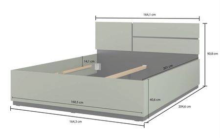 Łóżko Cross 160x200 cm zielone idealne łóżko z pojemnikiem do stylowej sypialni z wysokim zagłówkiem