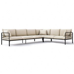 Narożnik ogrodowy Wenecja grafit / beżowy elegancki design narożnik z poduszkami solidna metalowa konstrukcja odporna tkanina