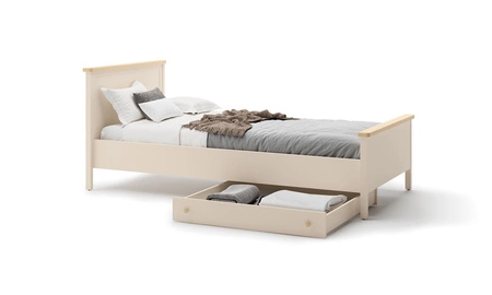 Łóżko Story 120x200 cm beżowy / dąb vincenza bielona wygodne łóżko do pokoju dziecięcego lub młodzieżowego wysoki zagłówek