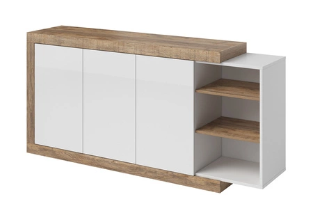 Komoda Sintra 180 cm dąb samdal / biały połysk oryginalny design idealna komoda do wnętrz w stylu skandynawskim system push to open