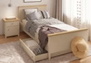 Łóżko Story 120x200 cm beżowy / dąb vincenza bielona wygodne łóżko do pokoju dziecięcego lub młodzieżowego wysoki zagłówek