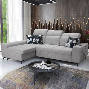 Narożnik z funkcją spania Buffalo szary popiel lewostronny funkcjonalny i stylowy narożnik rozkładany z pojemnikiem na pościel