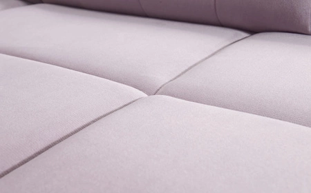 Narożnik z funkcją spania Nausa III beżowy lewostronny velvet stylowy komfortowy narożnik regulowane zagłówki pojemnik na pościel