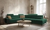 Narożnik z funkcją spania Bolmso XII zielony prawostronny nowoczesny design narożnik zapewnia komfort obszerne pojemniki na pościel