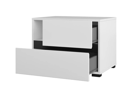 Szafka nocna Cross biała szafka z szufladami do sypialni nowoczesny design prosta forma pojemne szuflady