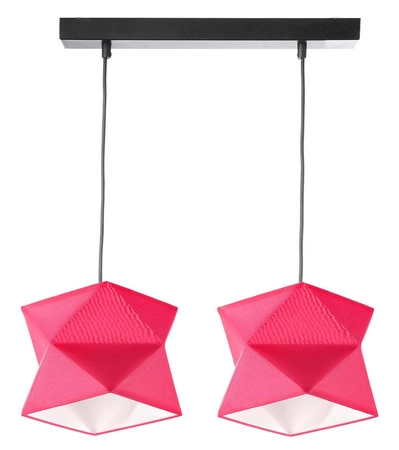 Lampa wisząca podwójna Quasar designerska lampa sufitowa do salonu z różowymi abażurami i czarną metalową podstawą