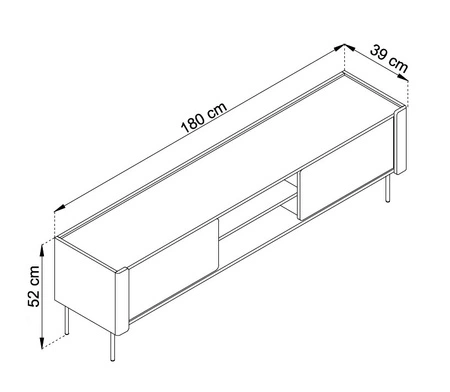 Szafka RTV Tantuni 180 cm orzech warmia / beżowy stylowa szafka pod telewizor w modnym stylu zaokrąglone krawędzie frontów