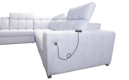 Narożnik z funkcją spania Luigi III czarny prawostronny komfortowy narożnik do salonu doskonały do codziennego wypoczynku