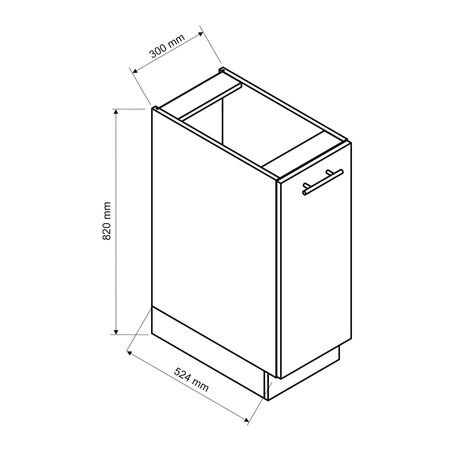 Szafka kuchenna stojąca z półką Zova D30 biały / jasny szary szafka odporna na działanie wilgoci i uszkodzenia frezowany uchwyt