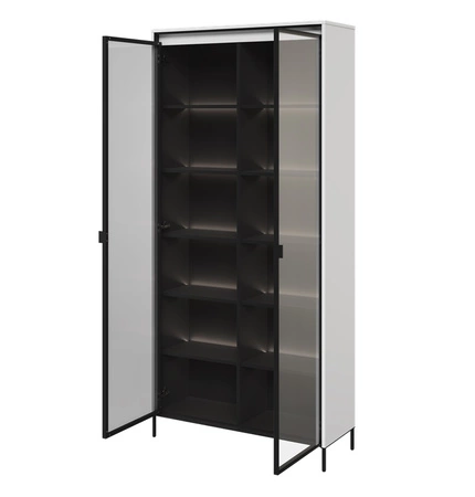 Witryna Trend 92 cm biała designerska i efektowa witryna szklana z klimatycznym oświetleniem w postaci paska led pod górnym blatem