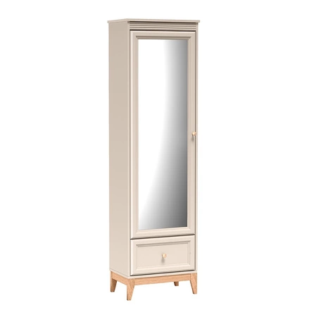 Szafa z lustrem Windsor 55 cm beżowy / dąb elegancka i funkcjonalna szafa do przedpokoju osadzona na stabilnej drewnianej podstawie