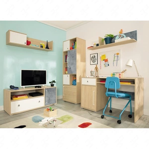 Meblościanka mebli Cary dąb biszkoptowy / biały / beton idealna propozycja do pokoju młodzieżowego lub pokoju dziecięcego w modnym stylu