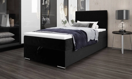 Łóżko kontynentalne Fargo 100x200 czarne w nowoczesnym skandynawskim stylu z tapicerowanym zagłówkiem łóżko z pojemnikiem