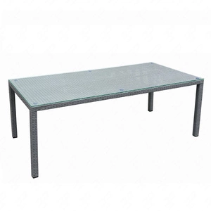Stół ogrodowy Sottile 100x200 cm szary nowoczesny design duży stół technorattanowy idealny na przestronny taras szklany blat