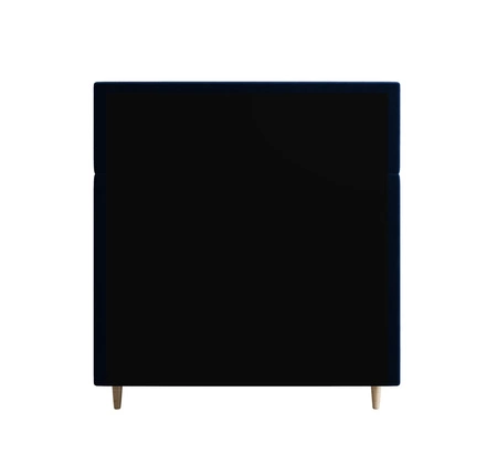 Łóżko kontynentalne Benet 90x200 granatowe w nowoczesnym skandynawskim stylu z tapicerowanym zagłówkiem oraz zanóżkiem łóżko z pojemnikiem