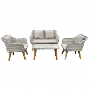 Zestaw mebli ogrodowych Largo szary beżowy stylowy design komplet mebli z nutą stylu skandynawskiego do przydomowej strefy wypoczynku